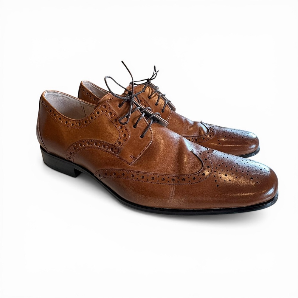 Stacy Adams Wingtip Oxford Dress Shoes‎ Men's 11 Brown Leather Brogue Lace Up
